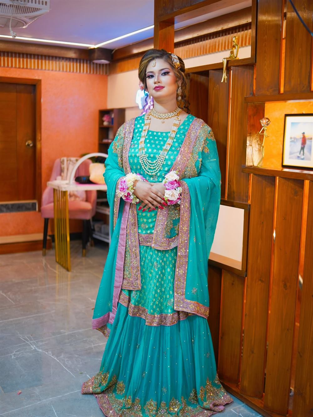 Mehndi bride in teal at Divas Beauty Salon